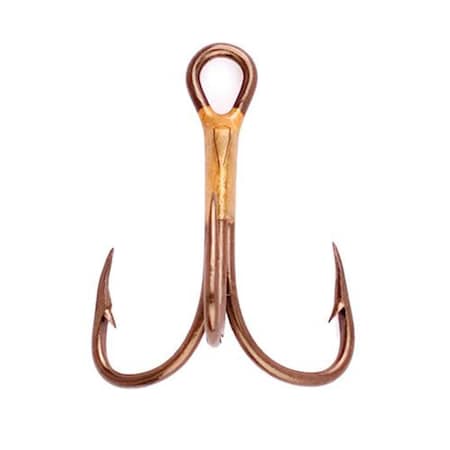 2x Treble Regular Shank Curved Point Hook- Bronze - Size 2